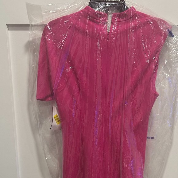 Stylish draped one shoulder pink dress for work or play. - Picture 5 of 5